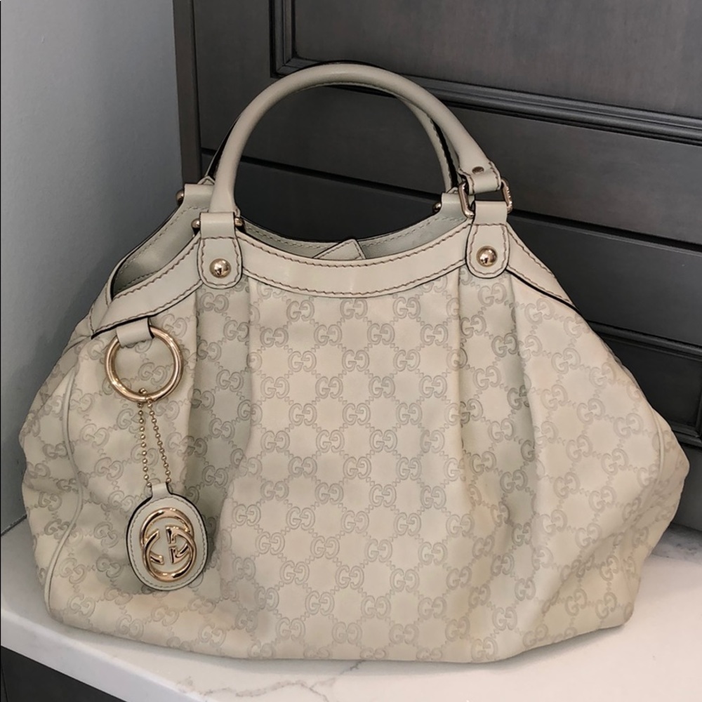 Sukey Ivory Gucci Leather Tote
